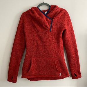 Stio Sweetwater pullover knit sweater hoody cowl neck fleece medium red